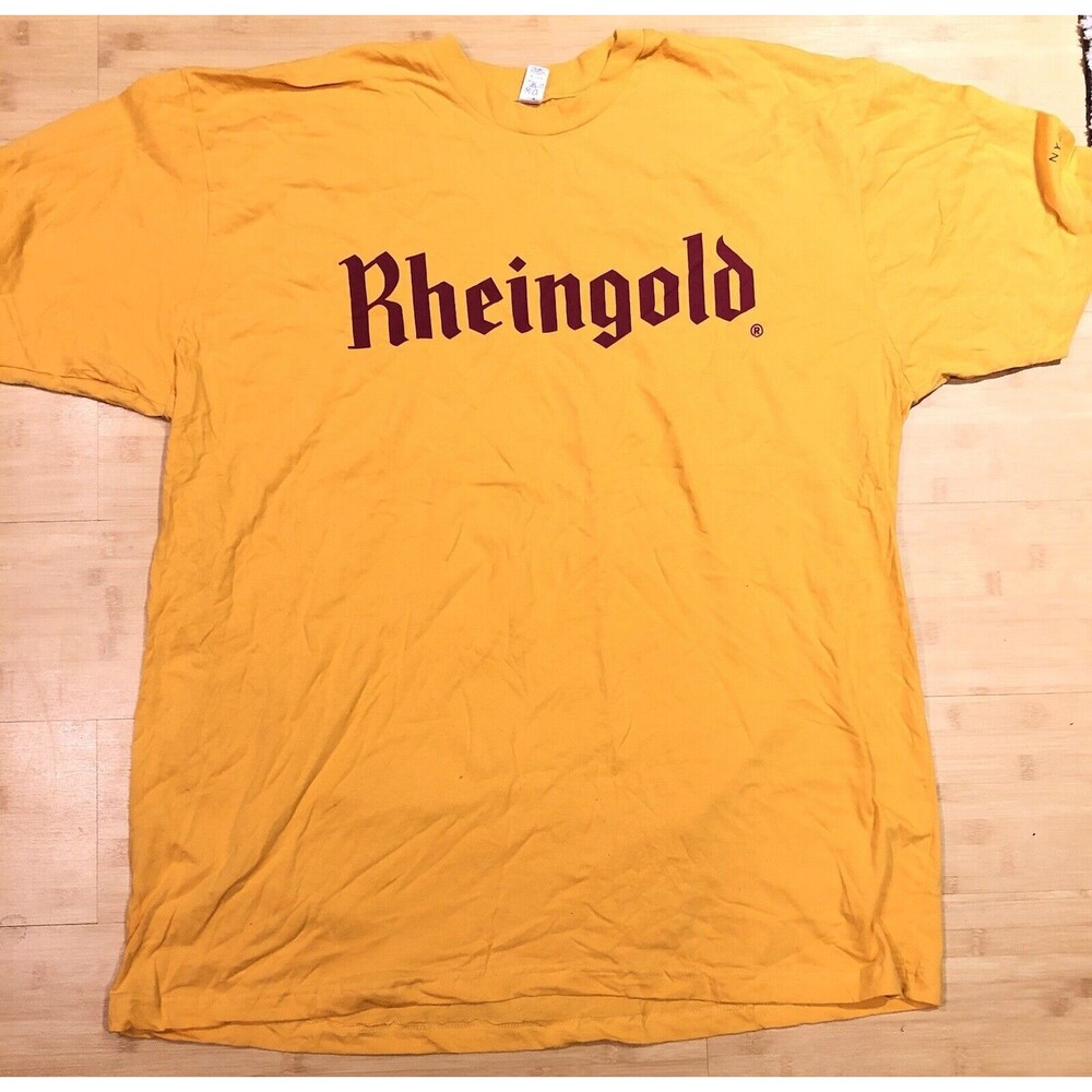 NEW! Retro Vintage Rheingold Beer Classic NY Mustard Yellow T-Shirt Men's XL
